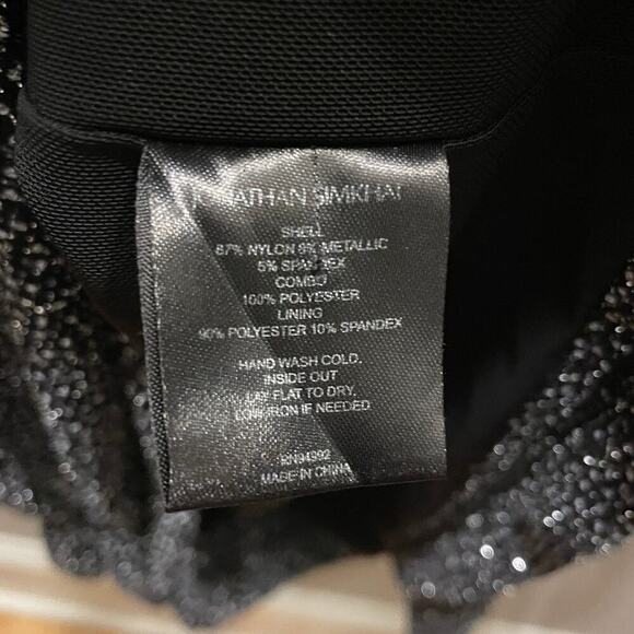 Jonathan Simkhai Glitter Mesh Jersey V Neck Mini Dress | 4 Gunmetal MSRP $800 - Picture 8 of 13